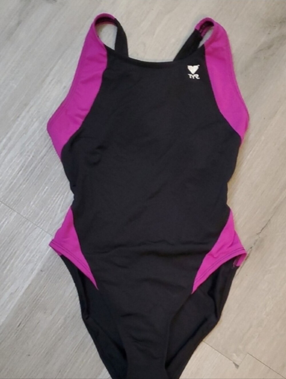 TYR Black and Magenta Performance One-Piece Swimsuit